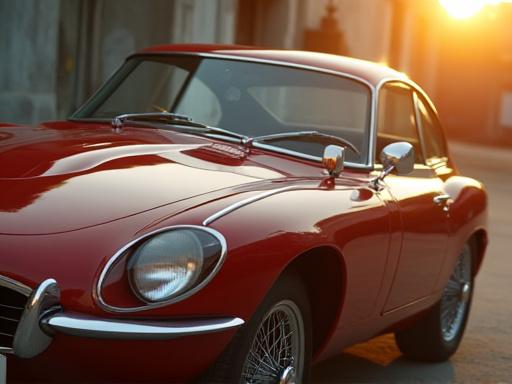 Mobil klasik yang elegan dengan kaca yang telah direstorasi mengkilap