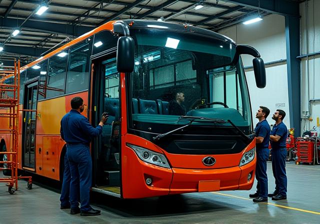 Penggantian kaca depan bus pariwisata besar