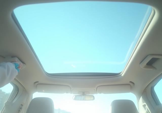 Detail finishing pada instalasi kaca sunroof panoramic